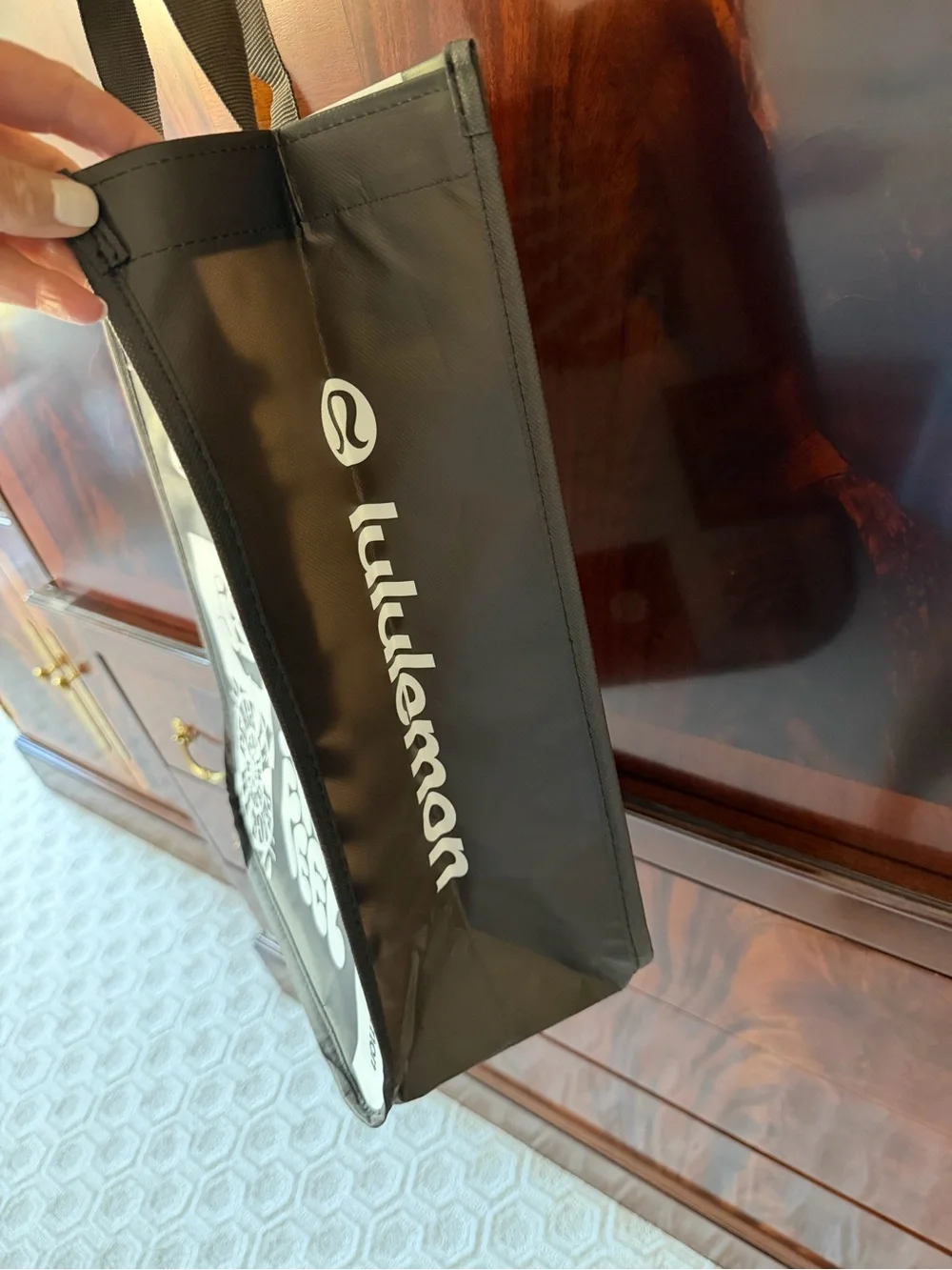 NEW Lululemon Large Reusable Shopper Bag Sequoia Brown Graphic Print